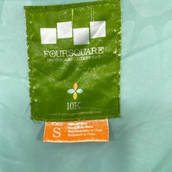 Foursquare Snowboard‎ Women's Size S Hooded Jacket Mint Green Blue Striped - Picture 8 of 9